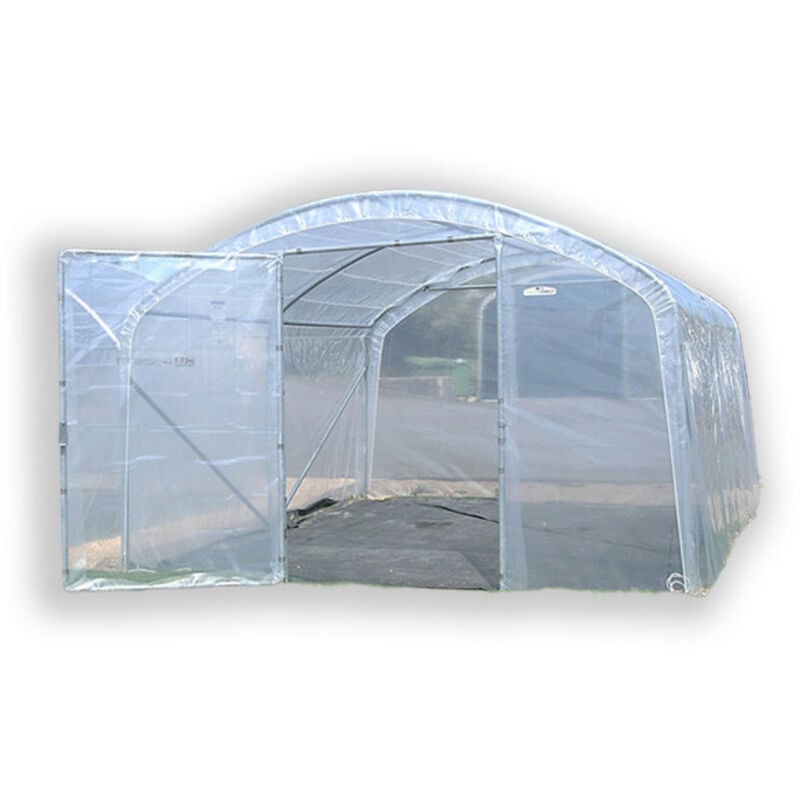 Atout Loisir - Serre tunnel PRO-330 Larg 3m30, Long 4 m, Façade 1 porte simple et 1 façade pleine