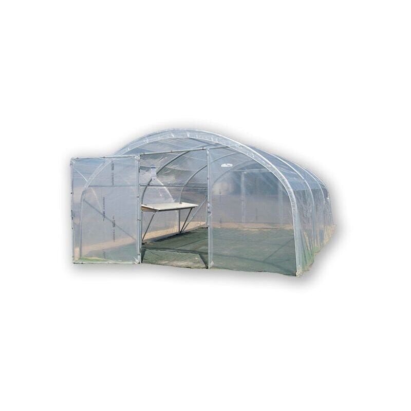 Atout Loisir - Serre tunnel PRO-400 larg 4 m , Long 4 m, Façade 1 porte simple et 1 façade pleine