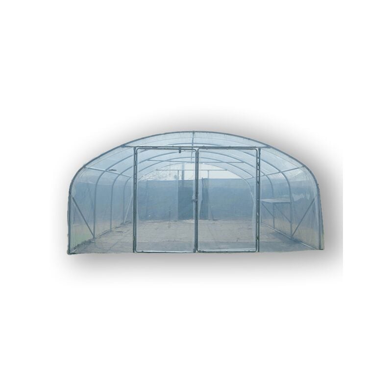 Atout Loisir - Serre tunnel PRO-500 larg 5 m, Long 14 m, Façade 2 portes simples