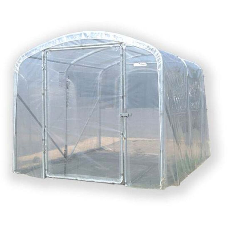 Serre tunnel PRO-230 larg 2.30 m, Long 3 m, Façade 1 porte simple et 1 façade pleine