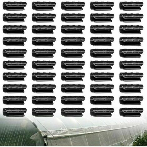 Serre Tuyau Tube Film Clip -50 Pcs -- Clips Bâtiments Jardin Plante Plastique Film Net Tuyau Fixe Connecteur Accessoires Outils Serre pour Serre de Jardin Tunnel Surface Bâches 25mm Serre Clips