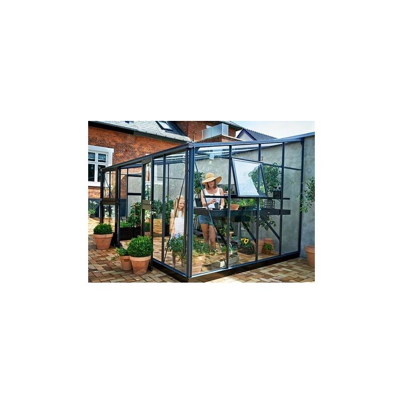 Juliana - Serre en verre trempé Véranda 4.40 m², Couleur Silver, Base Avec base - Silver
