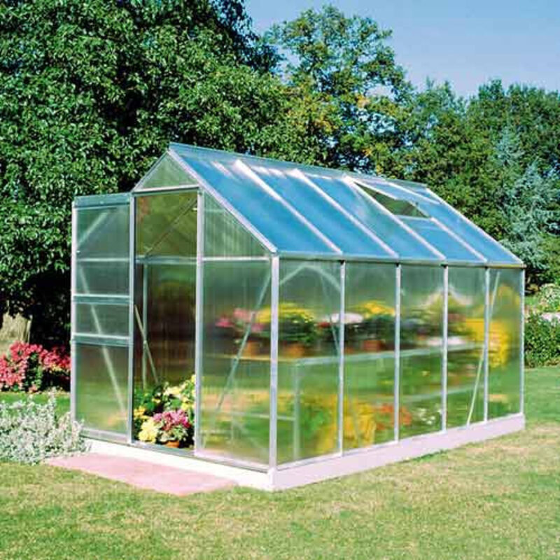 Serre polycarbonate Popular 106 avec base - 6.20 m², Couleur Silver