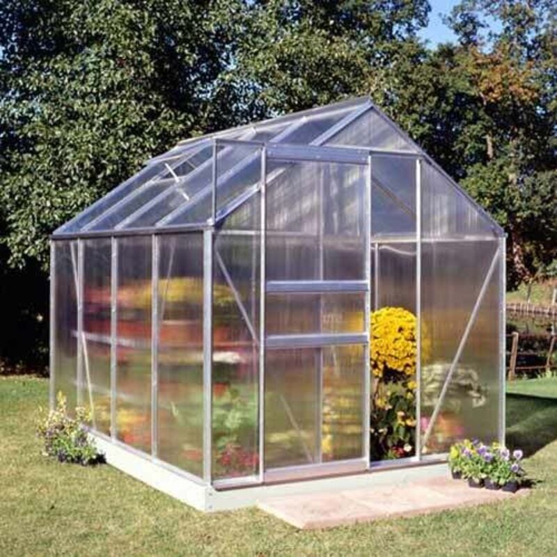 Serre polycarbonate Popular 86 avec base - 5 m², Couleur Silver