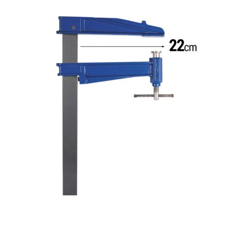Piher – Serre-joint grande saillie modèle S – Tige 40 x 10 mm – Saillie 22 cm – Capacité de serrage 60 cm pour bois dur