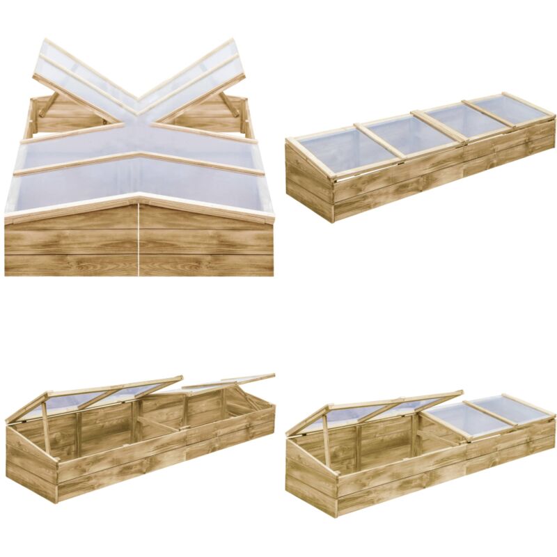 Serres 2 pcs Bois de pin imprégné 200x50x35 cm - Serre De Jardin - Serre Bois - Serre Froide - Kit Serre - Jardin Potager - Home & Living
