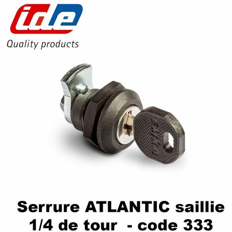 Serrure 1/4 tour code 333 pour coffret en saillie Atlantic
