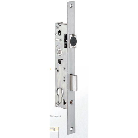 Serrure 1 point 2260 ASSA ABLOY pêne dormant 1/2 tour - Tetière 24x300 mm préclamée + gâche 4mm - 2260.41.0TP24LON