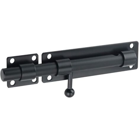 Serrure à barillet coulissant pour porte extérieure avec trou pour cadenas, acier inoxydable noir mat