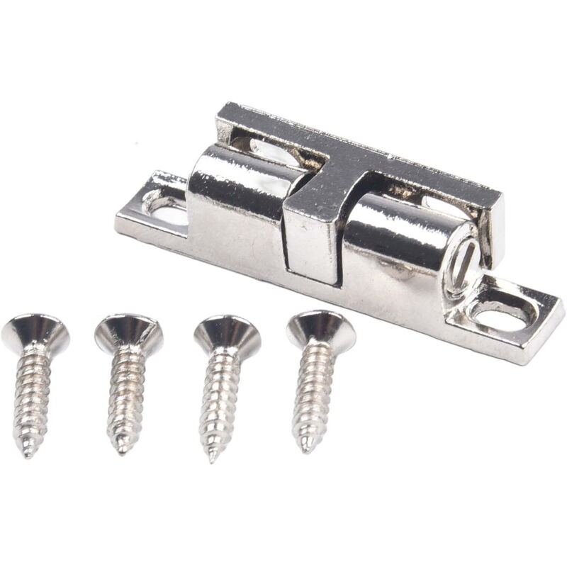 Serrure à bille pour porte d'armoire, lot de 4, interrupteur encastré pour porte d'armoire, serrure à bille en alliage de zinc pour meubles (argent