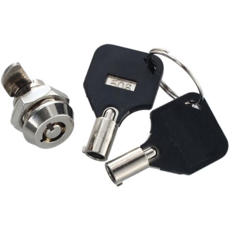 Serrure à came quart de tour à clé filetée de 12 mm pour tiroir, boîte ou casier.