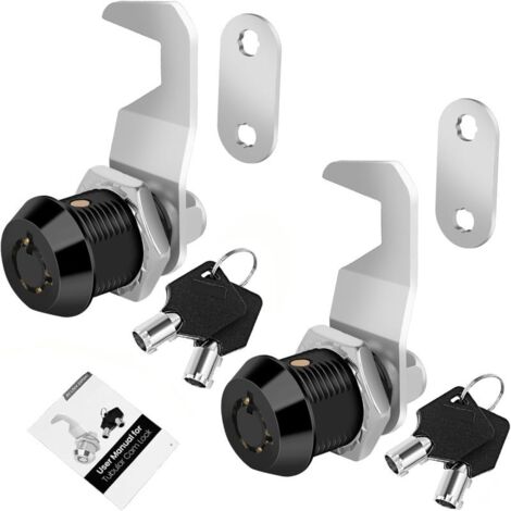 Serrure à came tubulaire 2 pièces – 5/8 pouces noir – Pour boîte à outils, armoire, meuble RV – Clé incluse