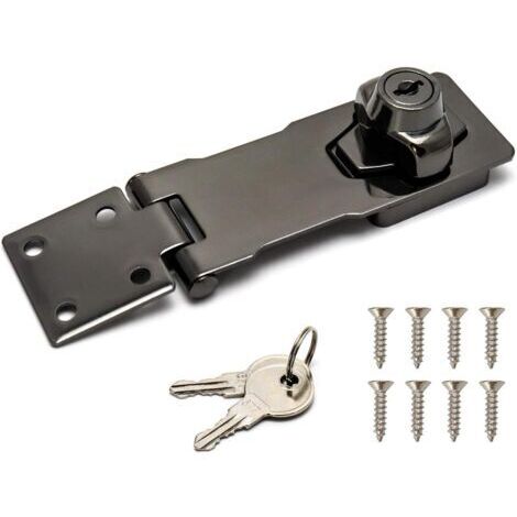 Serrure à clé à loquet, bouton rotatif de 10 cm, verrou de sécurité à clé avec vis de montage pour armoires, tiroirs, boîtes à outils, boîtes aux lettres, noir