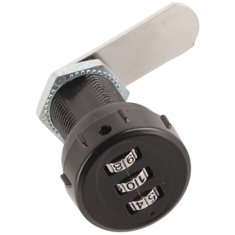Serrure à Code 3 Digits Zinc Alloy L 30.5 19-23mm (Code Combiné, Sécurité Cabinet)