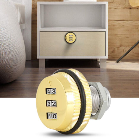 Serrure à code mécanique 3 chiffres pour boîte aux lettres en alliage de zinc doré 20mm