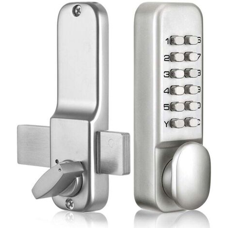 Serrure à code numérique - Chrome - Étanche - Bouton de verrouillage à combinaison - Avec clé - Argent