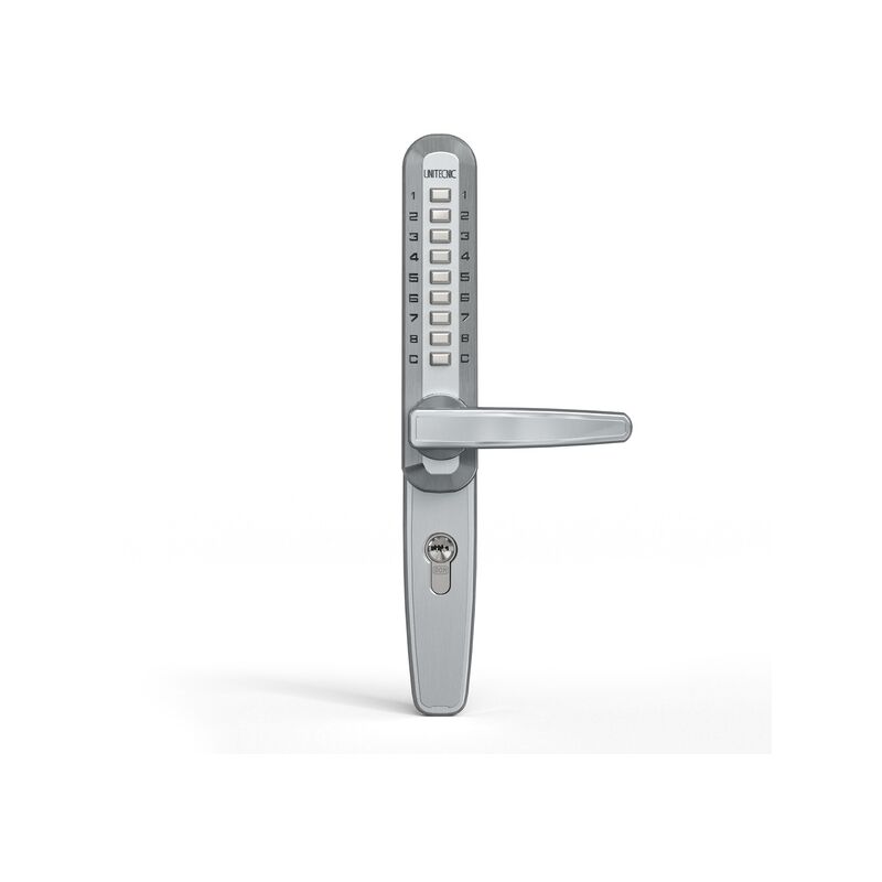 Garniture de porte code mécanique zamak 325.1.3 - Intérieur extérieur - réversible - épaisseur 25-55 mm - aluminium brossé Unitecnic