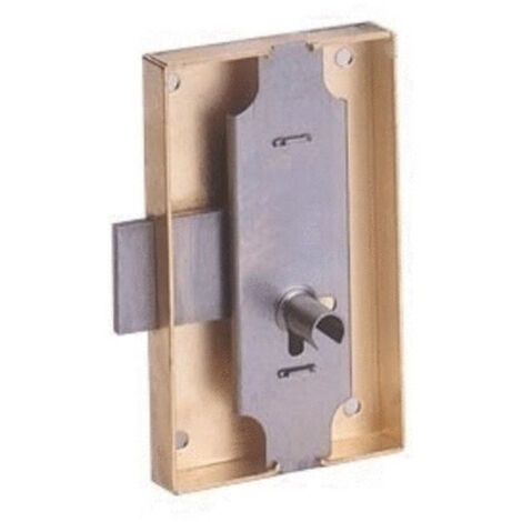 Serrure à coffre cambré 80x50mm axe 30mm longueur du canon 12mm droite finition fer - DEVISMES - 12033-003-D