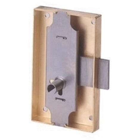Serrure à coffre cambré 80x50mm axe 30mm longueur du canon 12mm gauche finition fer - DEVISMES - 12033-003-G