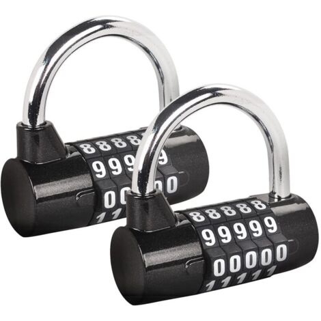 Serrure à Combinaison à 5 Chiffres, Cadenas de Gymnase, Serrure à Combinaison Remplaçable, Adaptée aux Casiers d'École, Boîtes à Outils, Clôtures, Noir (2 Pièce)