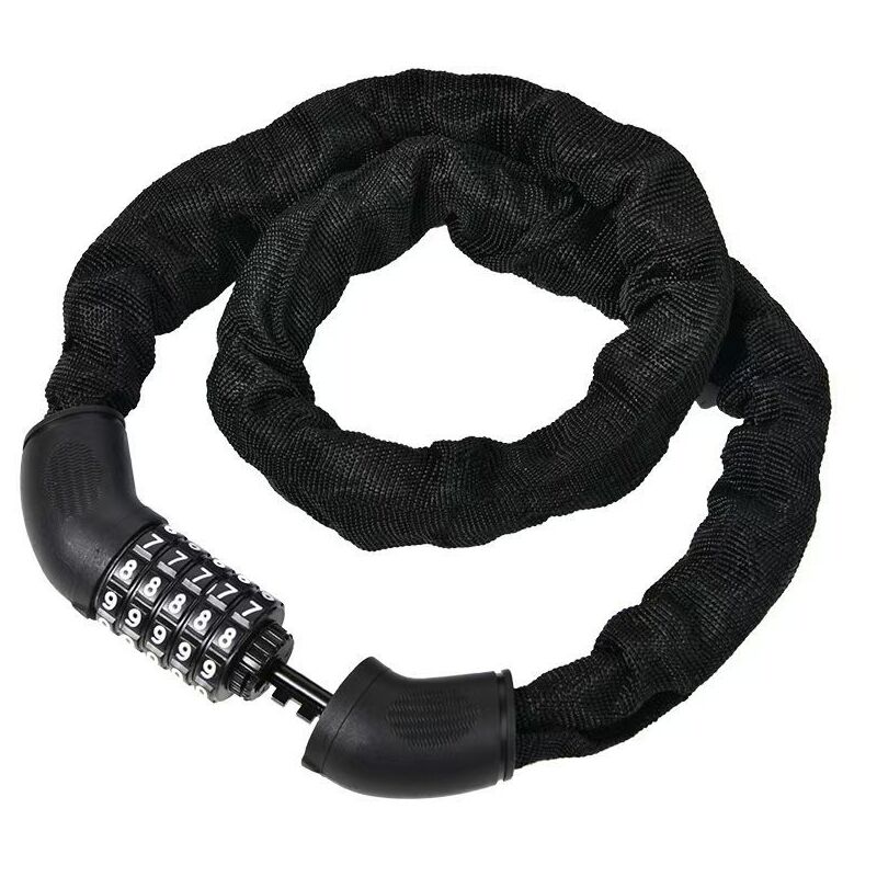 Shining House - Serrure à combinaison Anti-vol de vélo avec chaîne et cadenas à 5 chiffres, 90 cm, Lot de 1, Noir