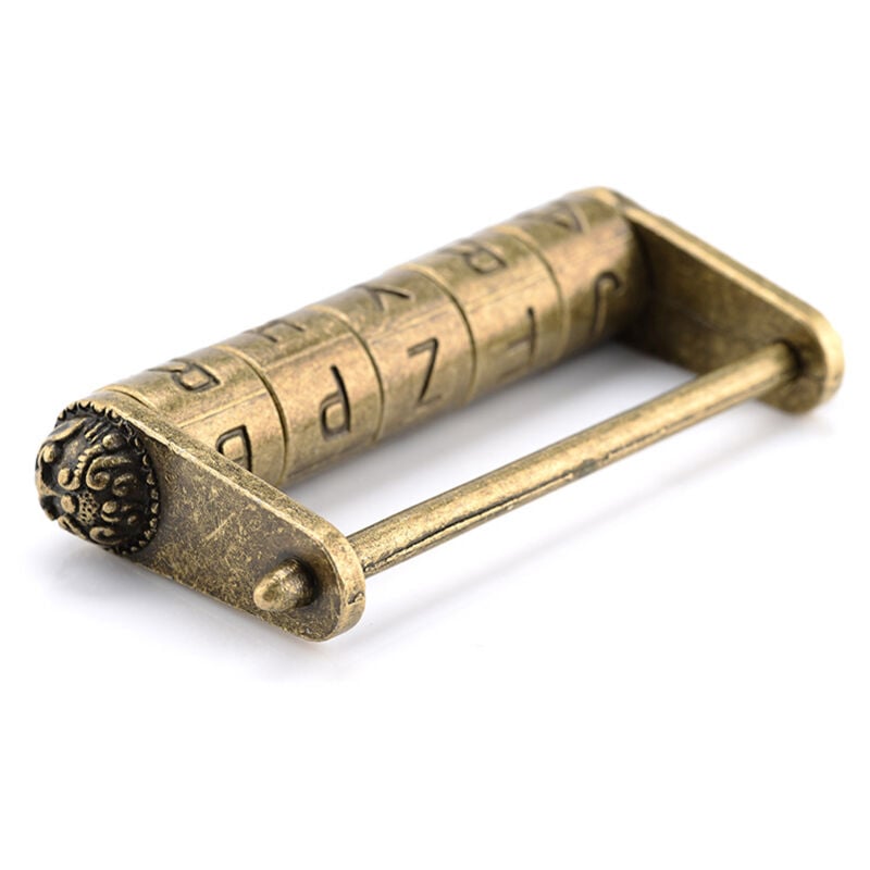 Fei Yu - Serrure à combinaison Antique en Bronze Vintage, 5 lettres, en alliage de Zinc, cadenas à bijoux, tiroir de valise en bois