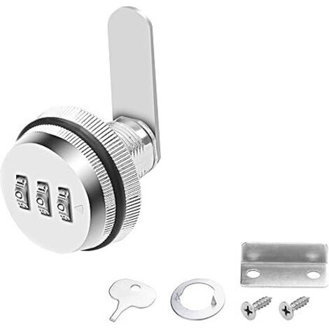Serrure à combinaison Cam, serrure de tiroir codée par mot de passe, serrure d'armoire avec cylindre 3/4" et finition chromée, verrous à came de sécurité pour armoire et tiroir (20 mm