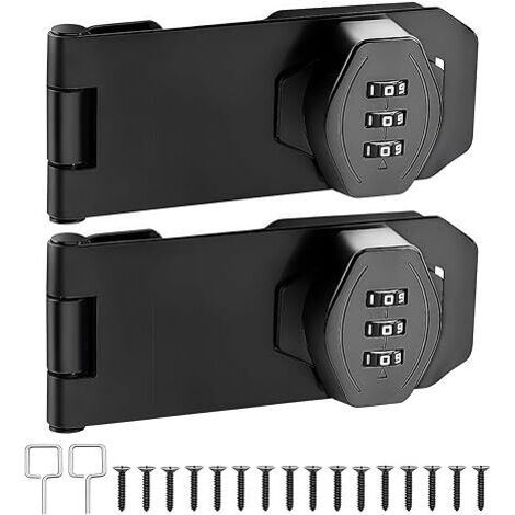 Serrure à Combinaison de Meubles,Loquet Sans Clé,Serrure de Code de Porte Armoire,Serrure à Combinaison à 3 Chiffres Verrou de Porte à Code pour Armoire Boite Aux Lettres Hangars Tiroir (2PCS Noir)
