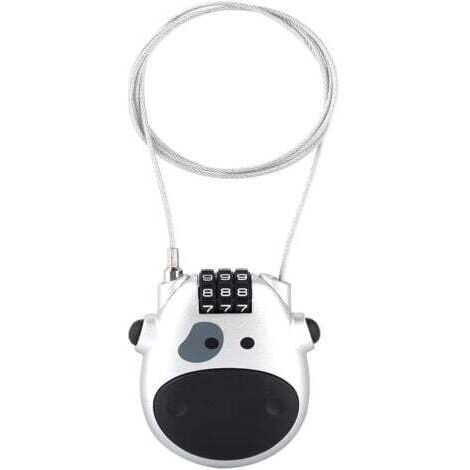 Serrure à combinaison de vélo, Câble Antivol Compact,Antivol Avec Code à 3 Chiffres,Antivol Câble Rétractable,Antivol Scooter, Antivol à Combinaison Vélo,Antivol Code Universel Argent