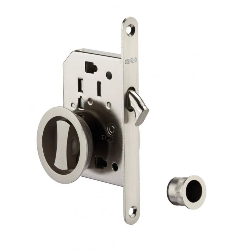 Serrure à crochet pour porte coulissante, chromé satin