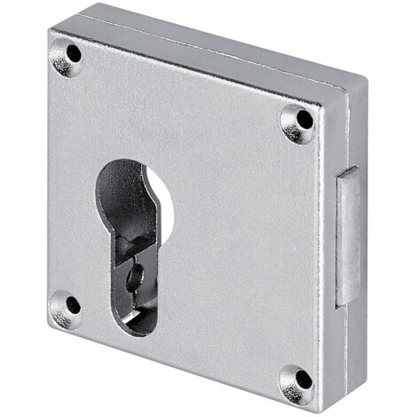 Serrure à cylindre européen zamak grainé 60x60mm axe 40mm avec gâche. vis de cylindre et pièce clé prisonnière - Madame - DEVISMES