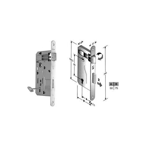 Serrure à douille à mortaise à bord rond en chrome mat - 50 mm avec bord chromé mat