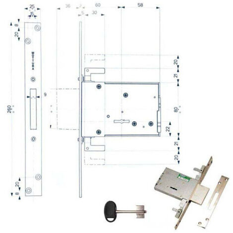 Serrure à enfiler en fer 40705 Mottura