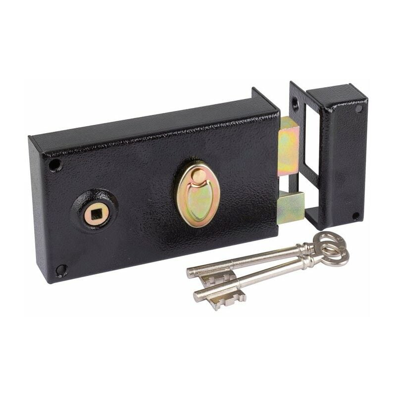 Serrure en applique 4 gorges horizontale à fouillot metalux Noir 80 Droite Horizontale 52 mm 58 mm a Fouillot Avec 80