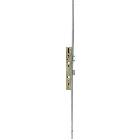 Serrure à larder 3 points axe 24 mm - Tétière 24 mm filante inox en U - Pêne dormant et rouleau - U8 - METALUX-DOM