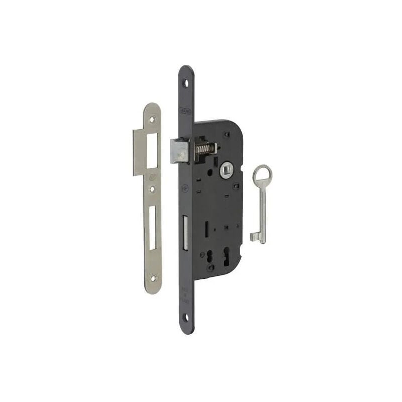 Serrure encastrée, axe 40 mm, pene demi tour br, 1 clé