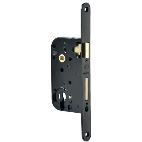 Serrure à larder Multibat 4210 conservatoire axe 50 têtière 20 mm bouts ronds gâche acier laqué noir droite réversible - JPM