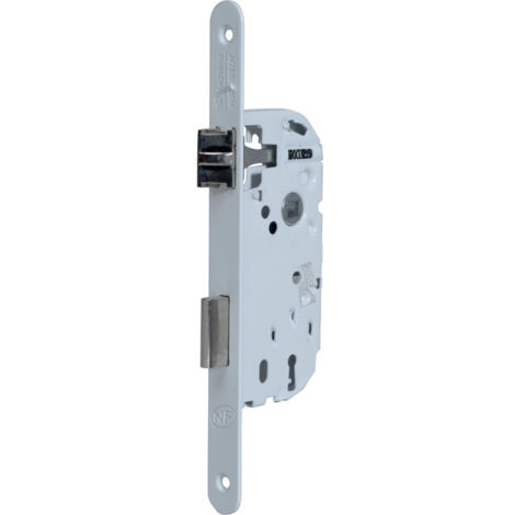 Vachette – Serrure à larder zinguée blanche droite à fouillot – Clé L – Axe 40 mm – Norme NF EN 12 209 – Compatible rosaces traversantes