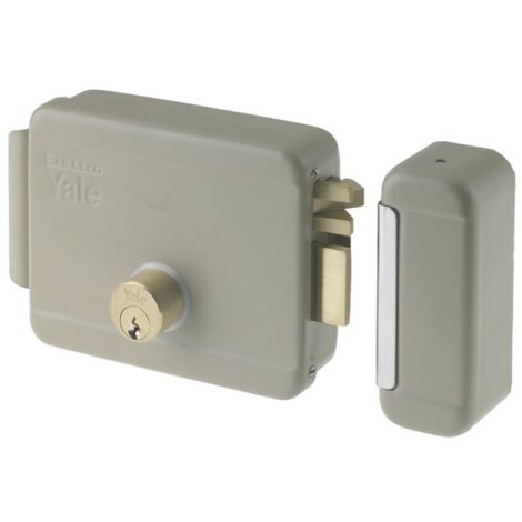 Serrure A lectrique Yale pour portails boA te A  droite EntrA e 130 x 105 mm Verrou autobloquant A  cylindre intA rieur et extA rieur de 50 mm avec contre-plaque d&39auvent