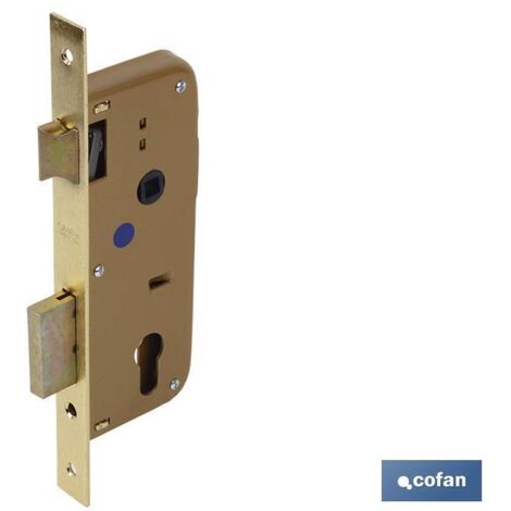 Serrure à mortaise + gâche D85 E40 - Laiton (pour bois)
