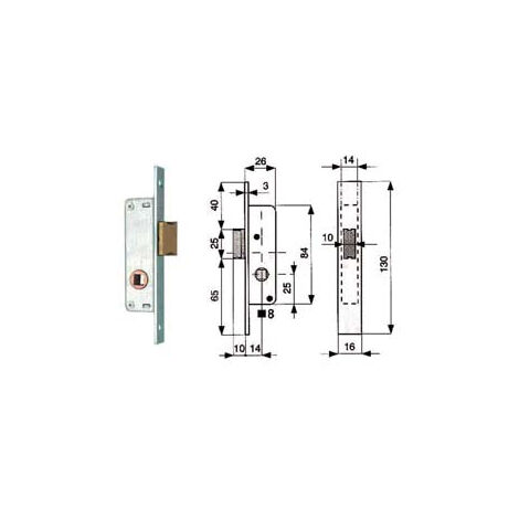 Serrure à mortaise pour montants à loquet uniquement 901 - mm.14 (901.14.1)