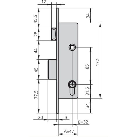 SERRURE A MORTAISER MET HN - 17 MM