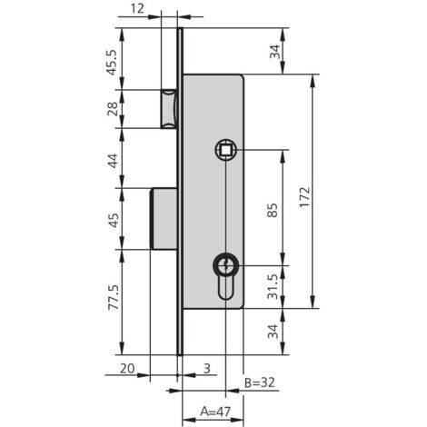 SERRURE A MORTAISER MET HN/CN - 25 MM