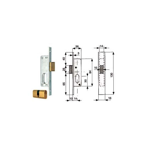 Serrure à mortaiser pour montants à loquet uniquement avec cylindre 904 - 14 mm (904.14.1)