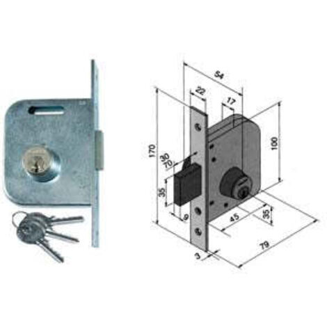 Serrure à mortaiser pour portails à pêne dormant uniquement 062 - 45 mm avec pêne dormant de 30 mm (06245000)