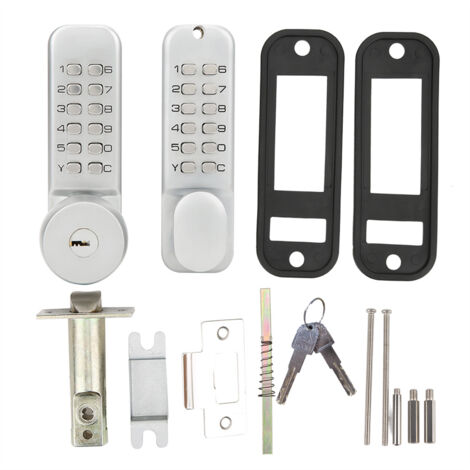 Serrure à mot de passe mécanique à double face en alliage de zinc Serrure à mot de passe mécanique à double face avec clés Serrure à code de porte de cour Fournitures pour la maison.