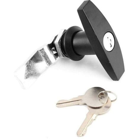 Serrure à poignée en T, Fixation arrière T Poignée Serrure Boîte à outils Serrure de porte de garage avec clés pour remorque Caravan Canopy(noir)