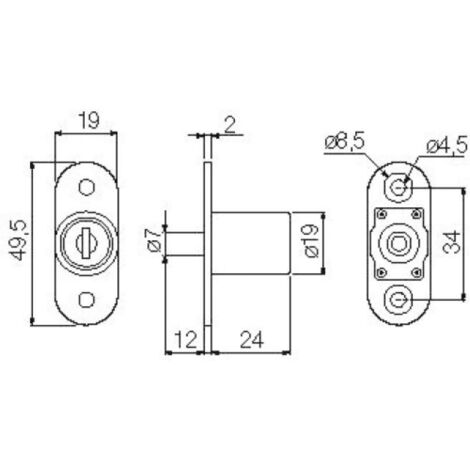 Serrure à pression B105 -cylindre Ø 19 mm - SYNBIOZ