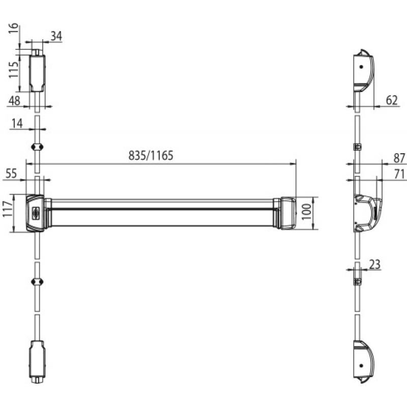Serrure anti panique à 2 points haut et bas longueur 1165 mm coloris blanc - JPM
