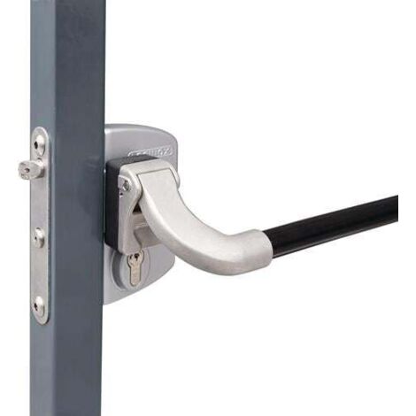 Serrure anti-panique argent 4 trous Mont.p.60-80mm Profile LOCINOX
